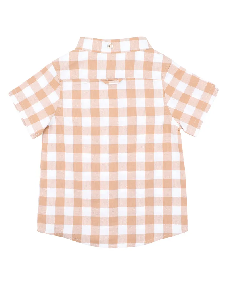 FOX & FINCH LION CARAMEL CHECK SHIRT 3-7 YEARS