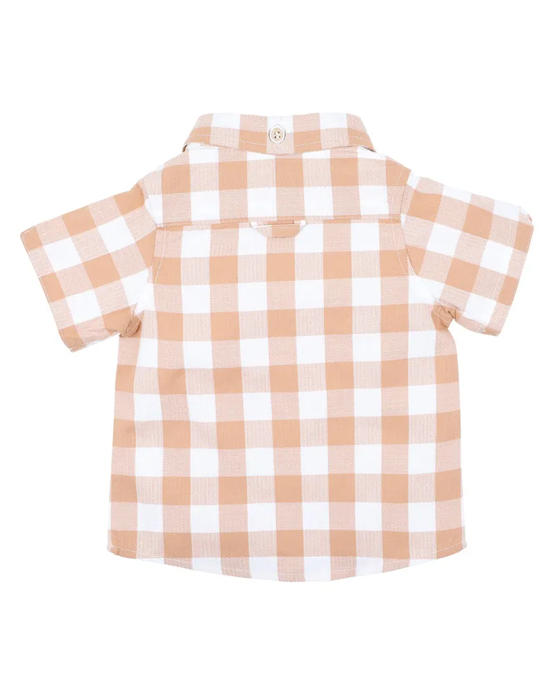 FOX & FINCH LION CARAMEL CHECK SHIRT