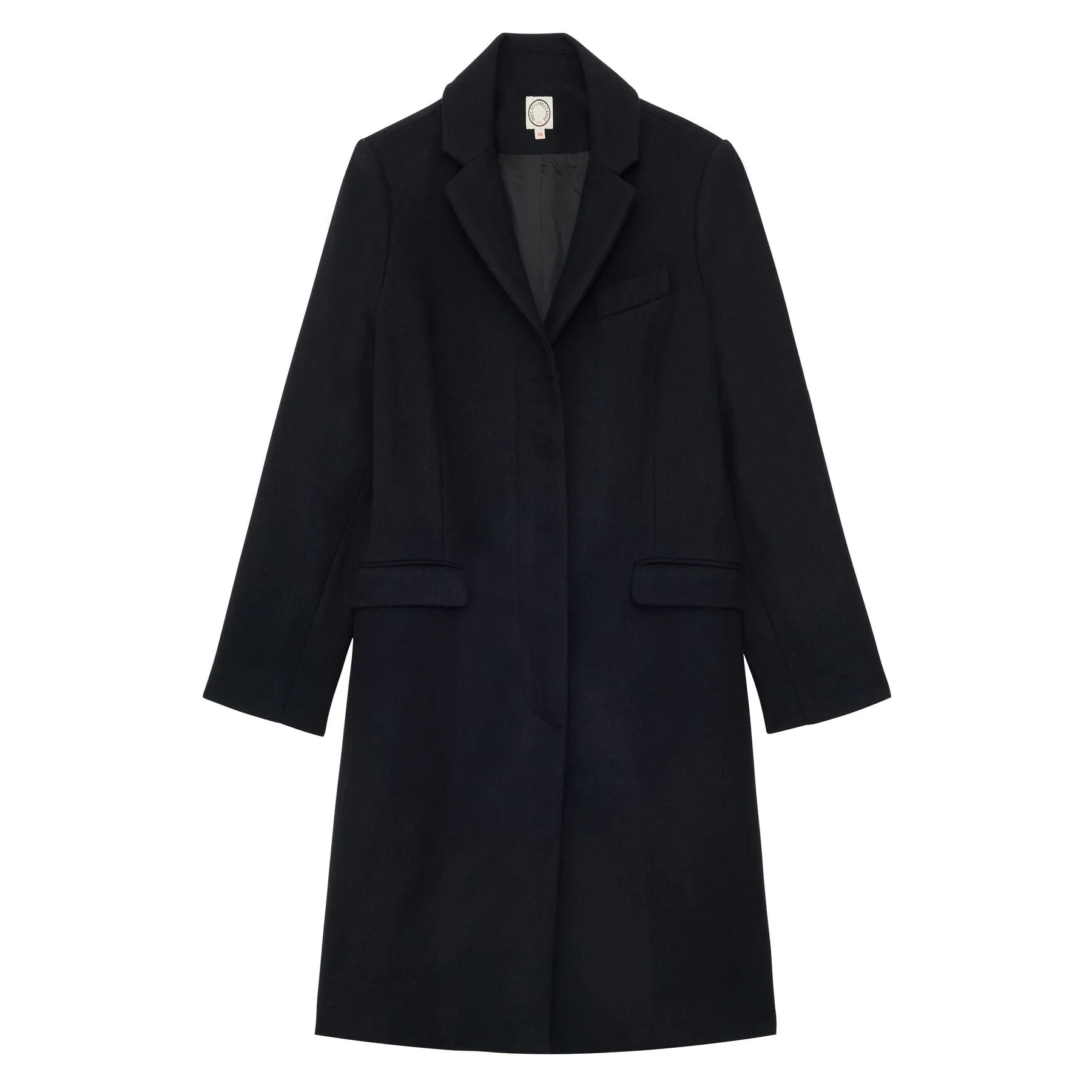 Franck navy and black herringbone wool coat