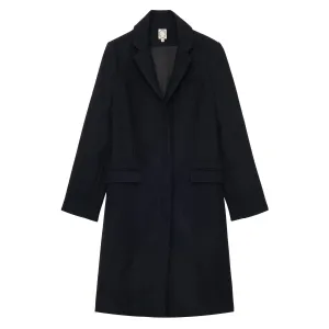 Franck navy and black herringbone wool coat