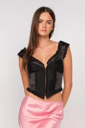 Front Fastening Sexy Top - Black -