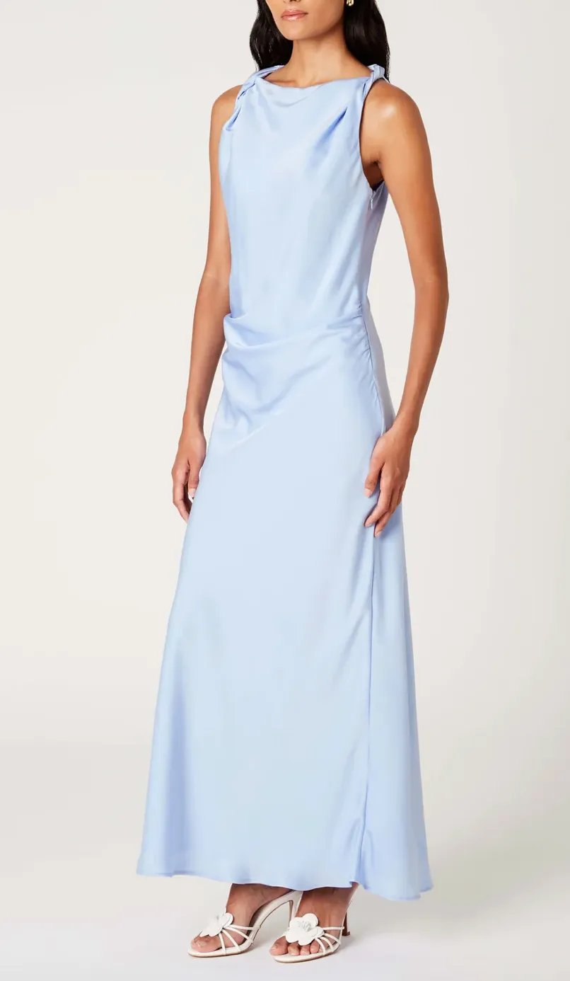 Gathered Shoulder Maxi Dress