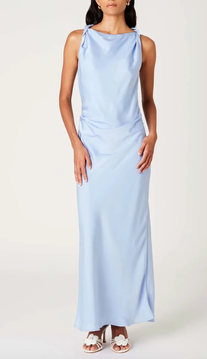 Gathered Shoulder Maxi Dress