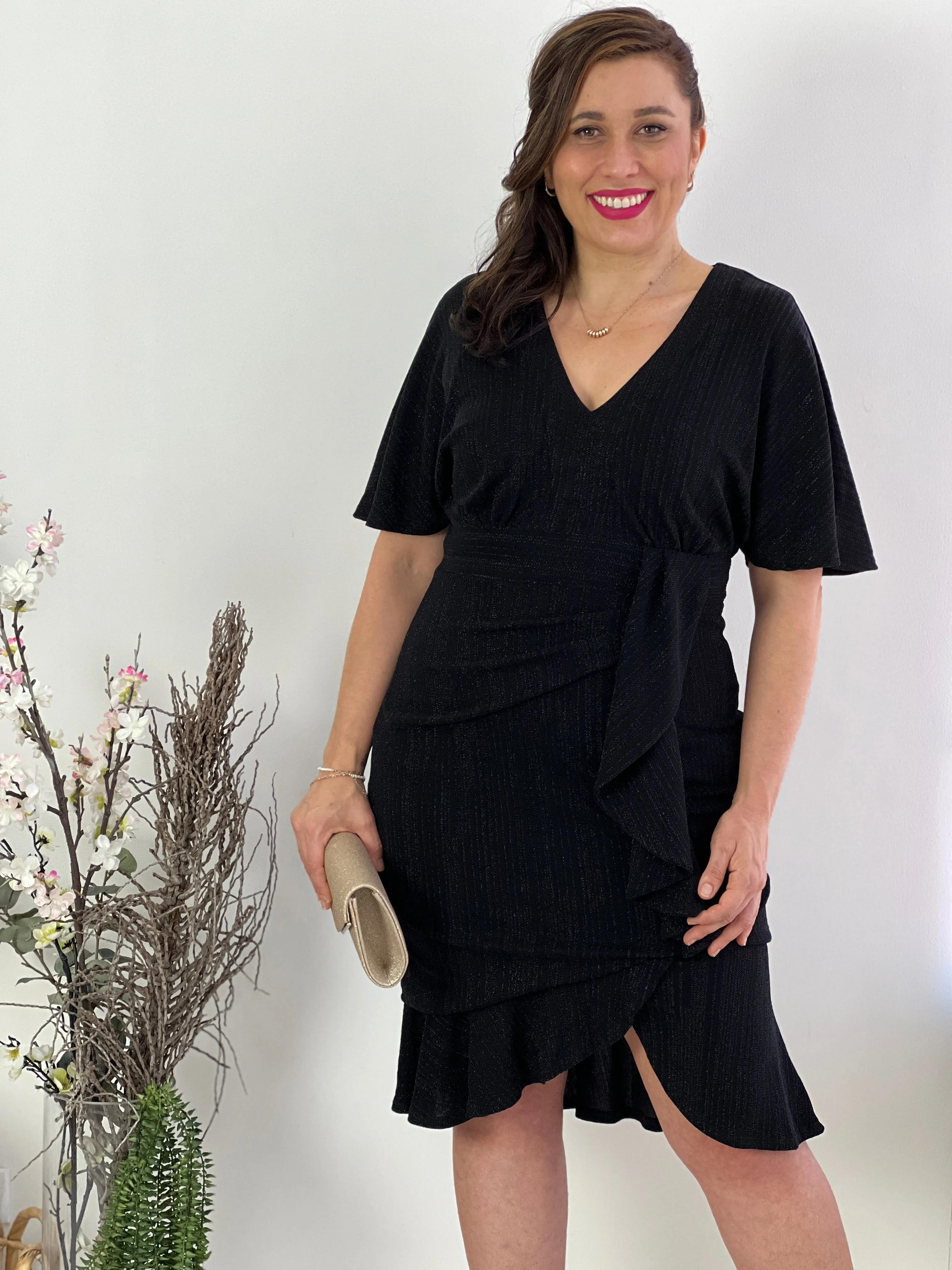 Gianna Black Glitter Dress