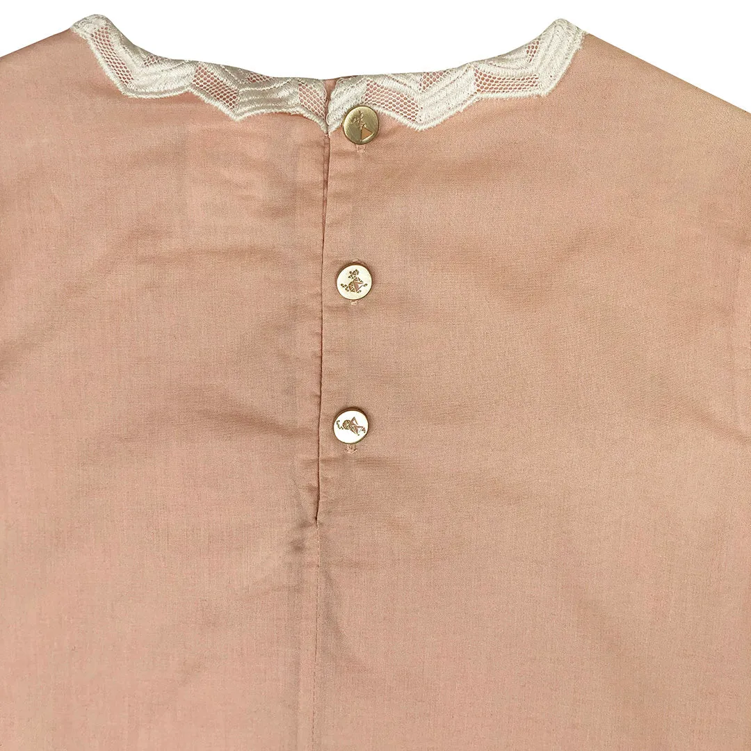 Girls Dalia Lace Trim Top - Pale Blush