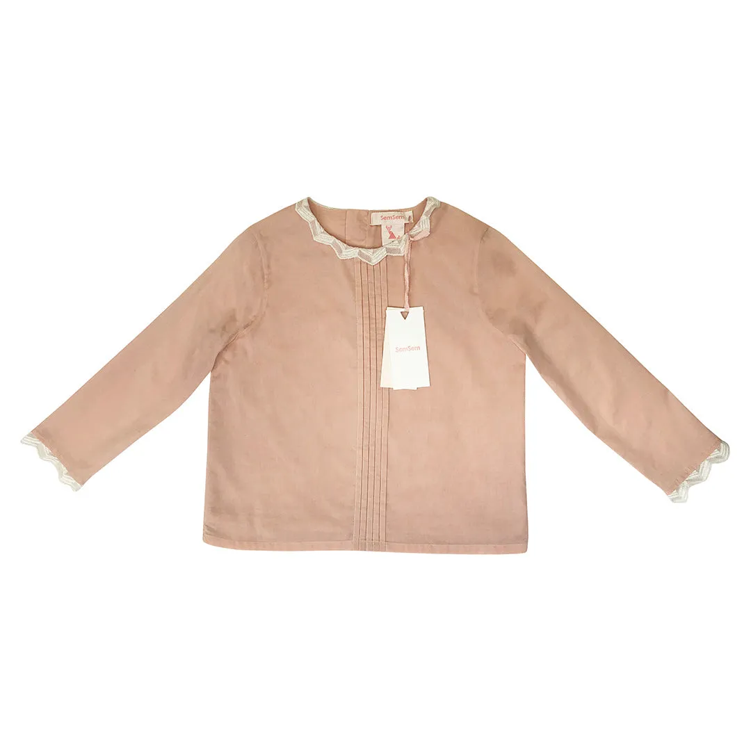 Girls Dalia Lace Trim Top - Pale Blush