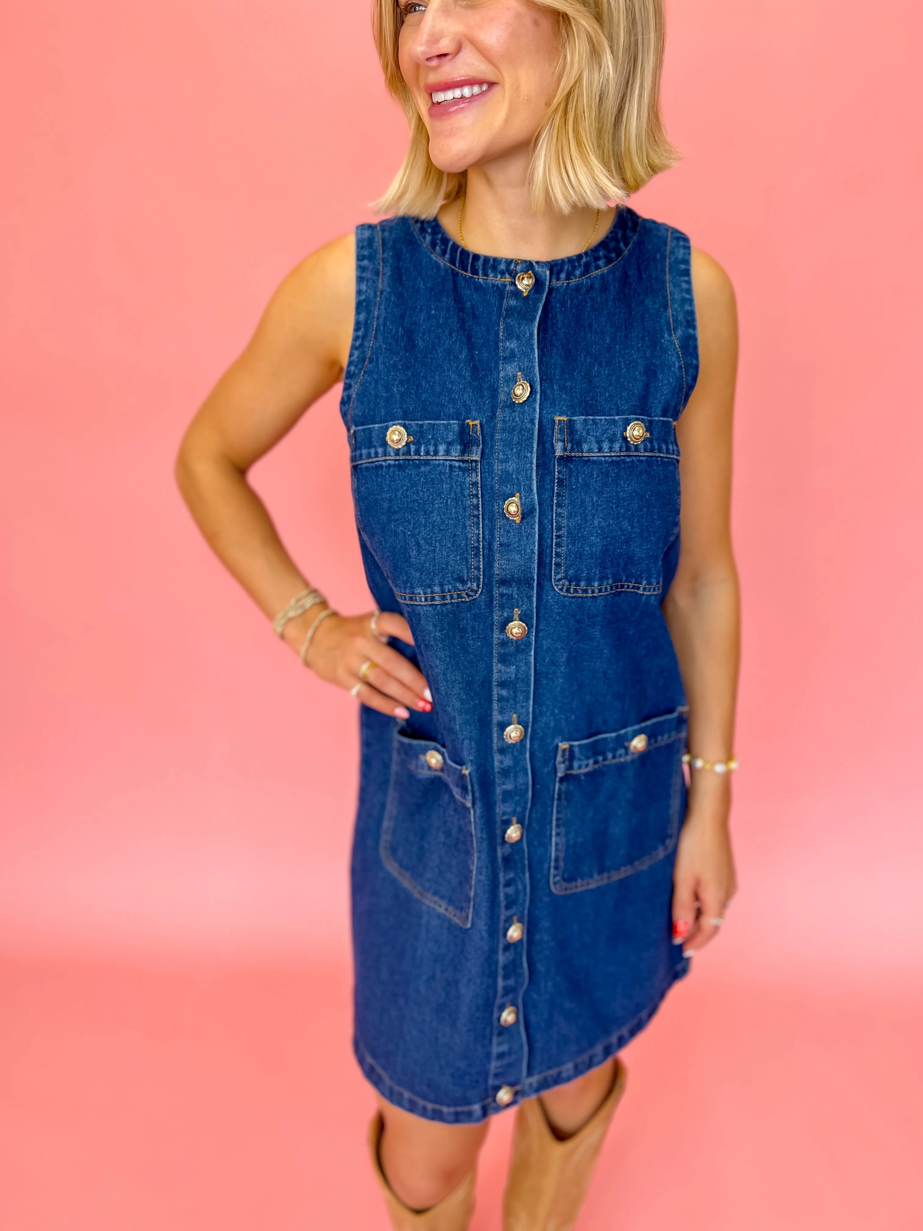 Golden Touch Denim Dress
