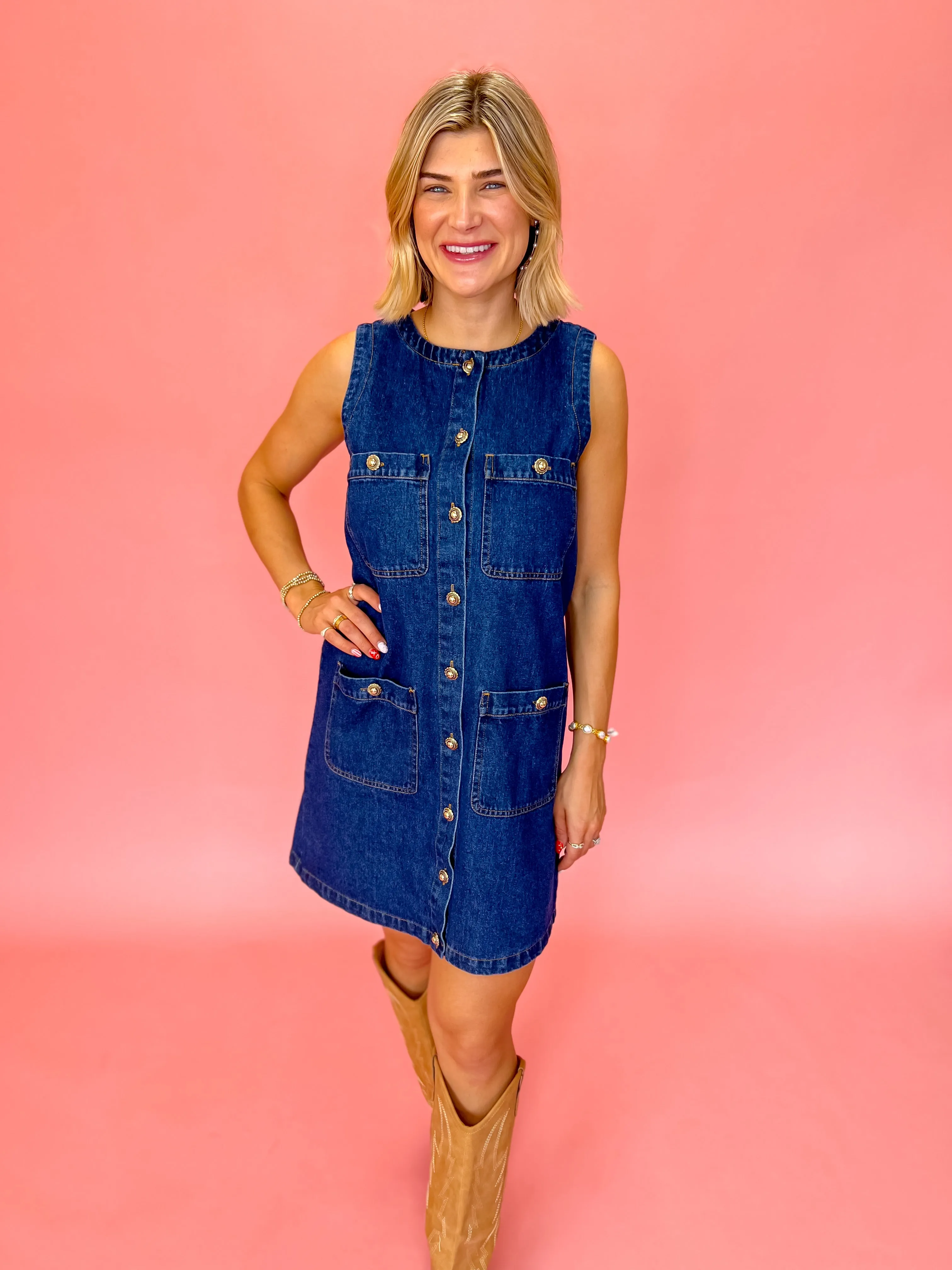 Golden Touch Denim Dress