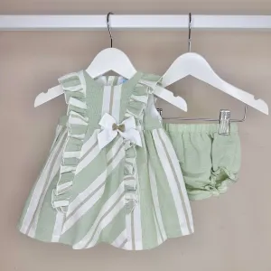Green Stripe Dress & Pant Set