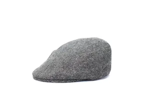 Grey Herringbone Harris Tweed Flat Cap