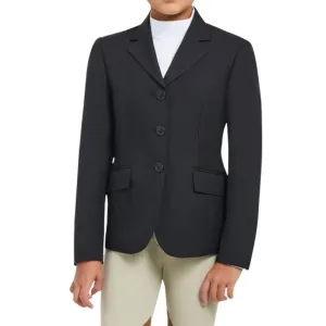 H8117 RJ Classics Girl's Hampton Washable English Show Coat - Black Herringbone