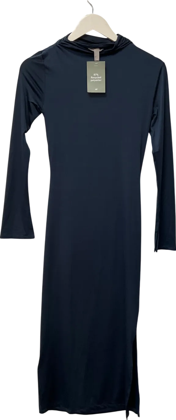 H&M Blue Draped Jersey Dress UK S