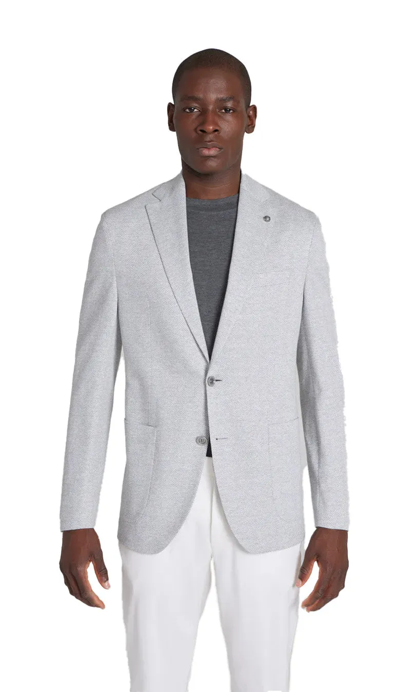 Hampton Herringbone Knit Blazer in Light Grey