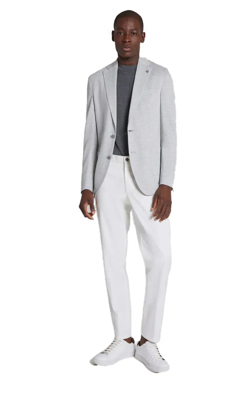 Hampton Herringbone Knit Blazer in Light Grey