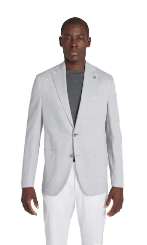 Hampton Herringbone Knit Blazer in Light Grey