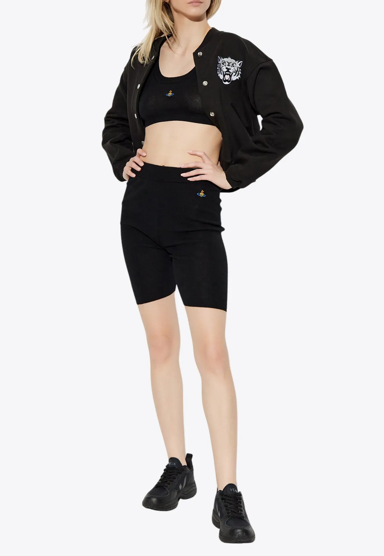 Happy Tiger Cropped Bomber Jacket