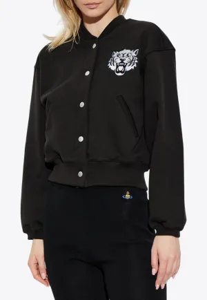 Happy Tiger Cropped Bomber Jacket