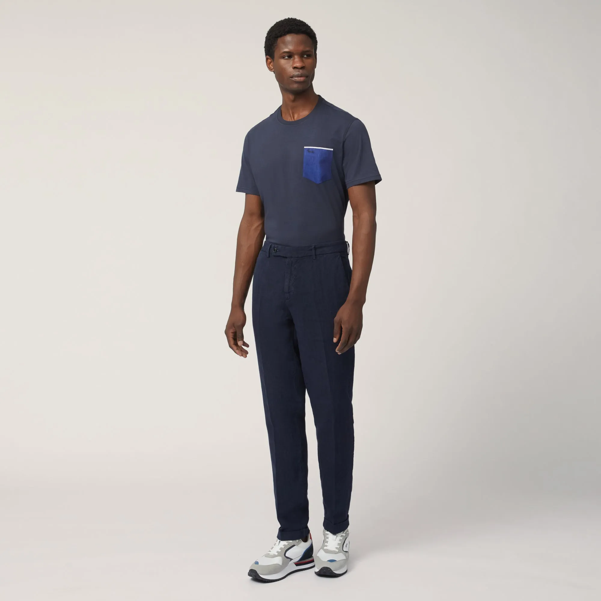 Harmont & Blaine Linen Pants - Navy Blue