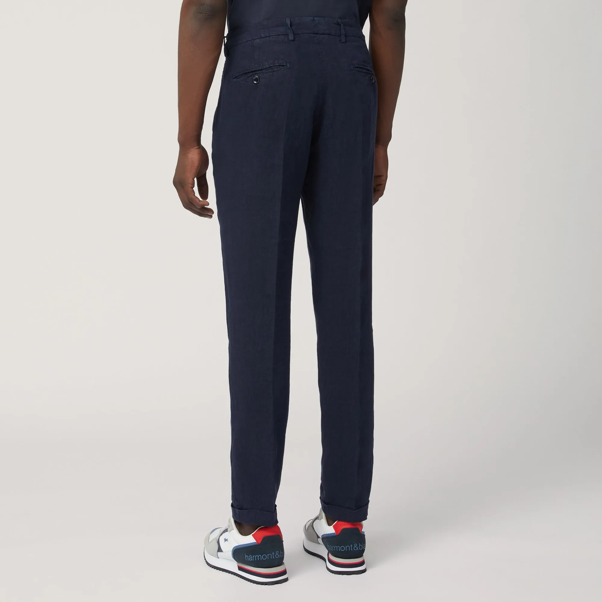 Harmont & Blaine Linen Pants - Navy Blue