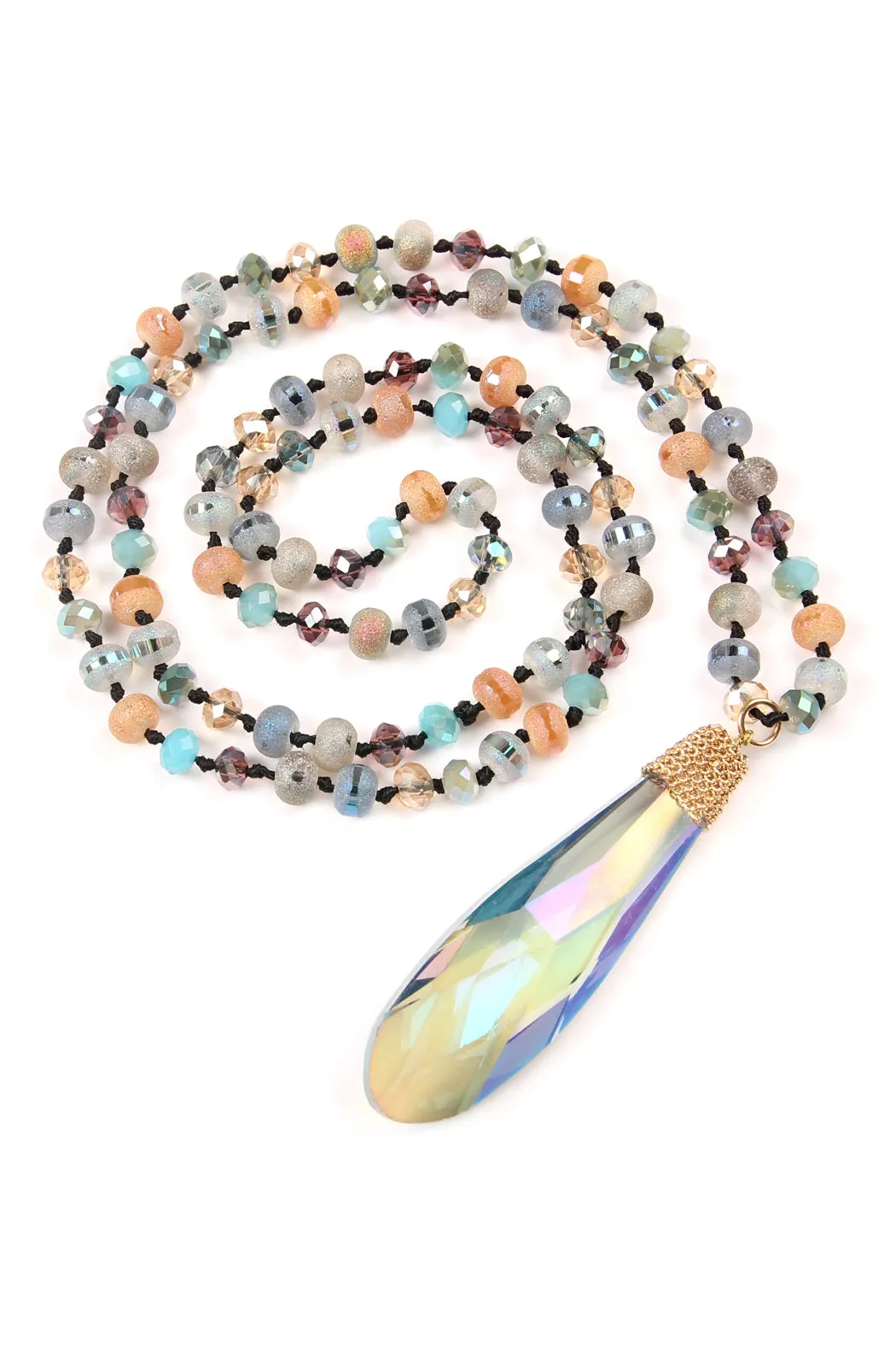 HDN2241 - TEARDROP GLASS RONDELLE BEAD NECKLACE