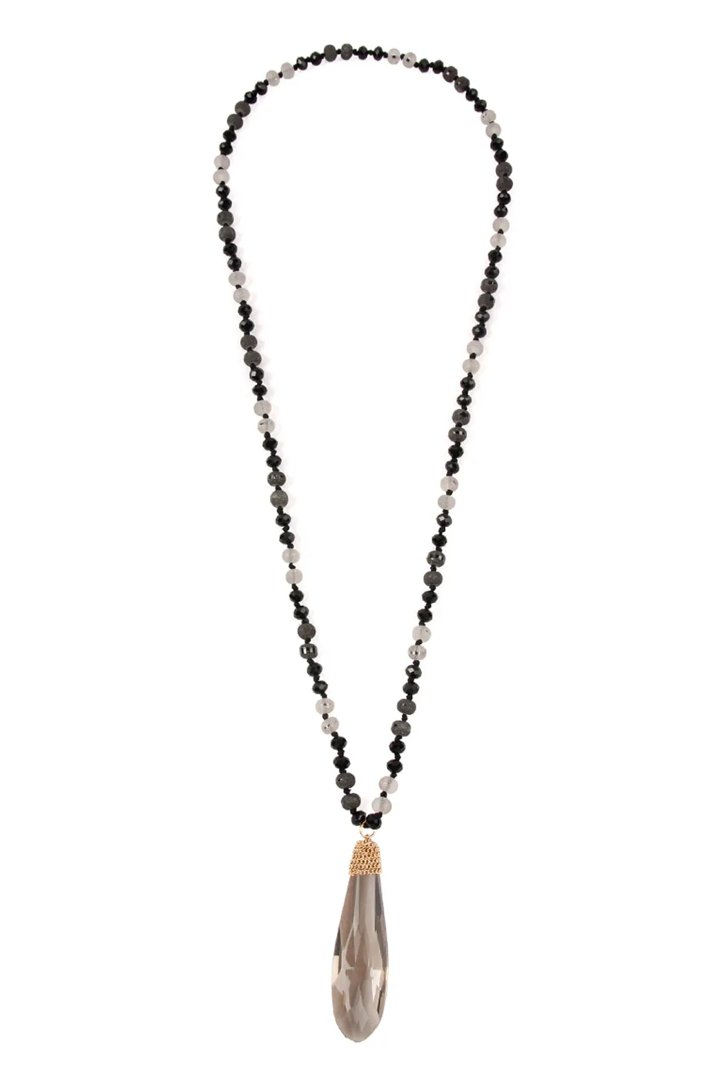 HDN2241 - TEARDROP GLASS RONDELLE BEAD NECKLACE