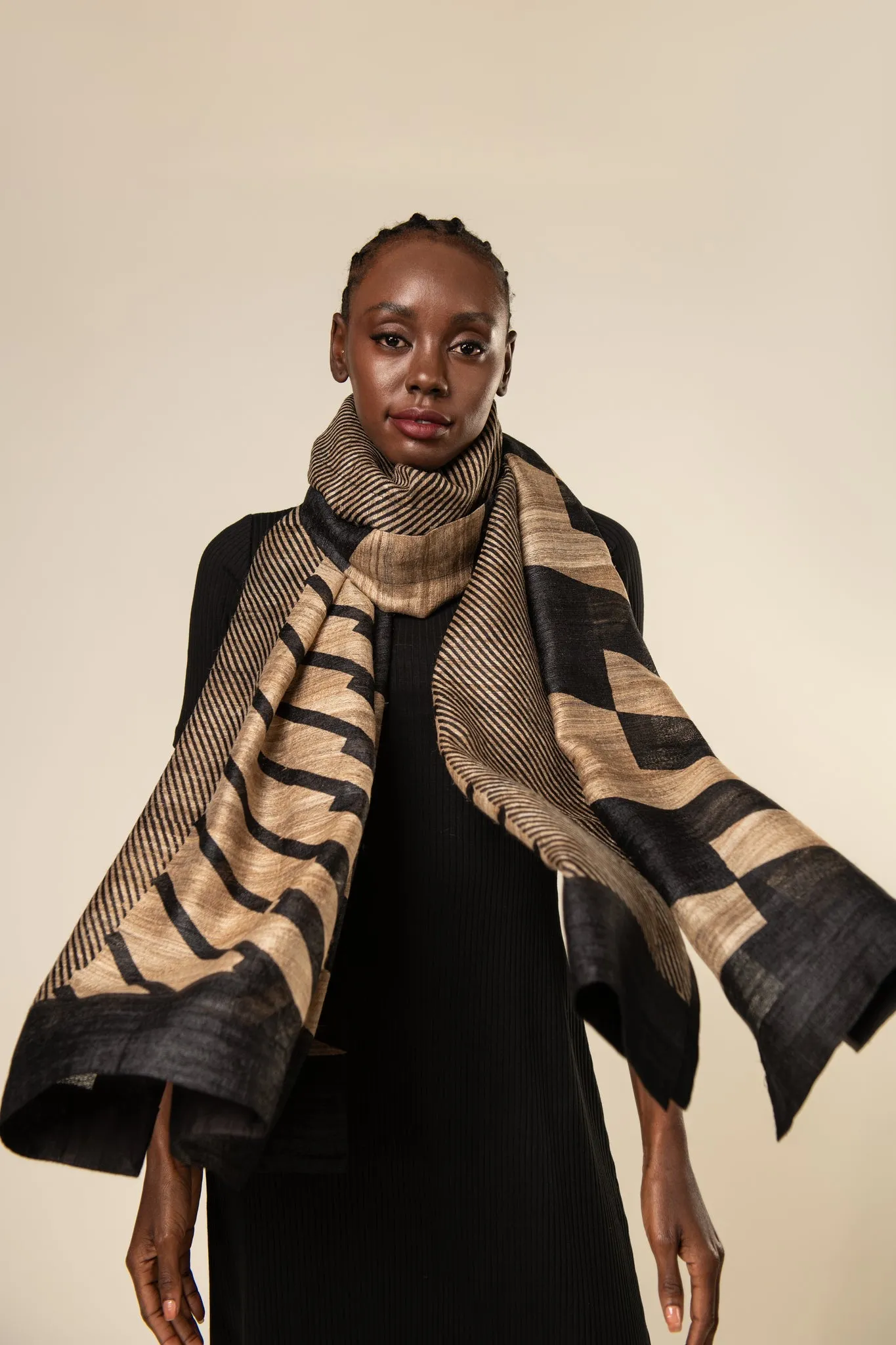 Herringbone Tussar Peace Silk 4 in 1 Cape