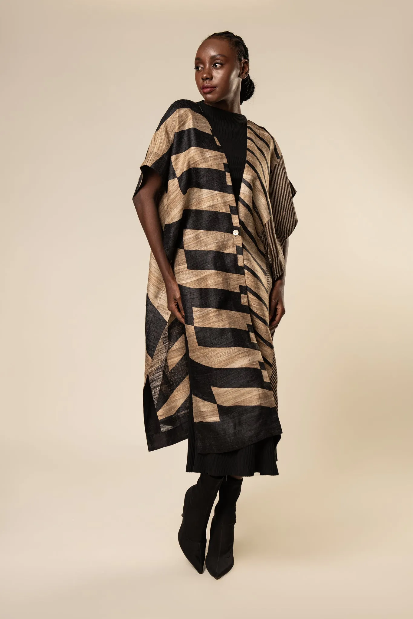 Herringbone Tussar Peace Silk 4 in 1 Cape