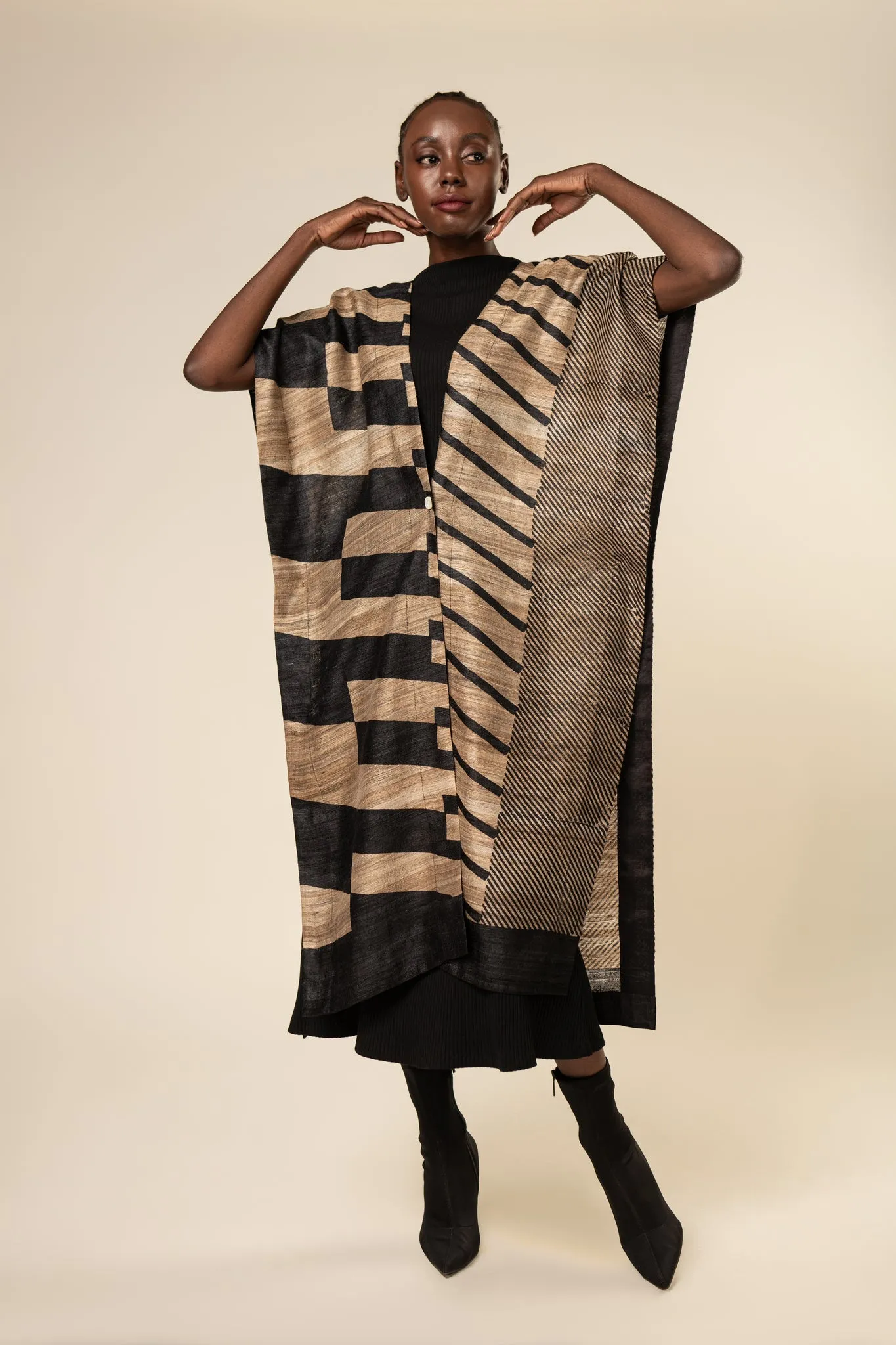 Herringbone Tussar Peace Silk 4 in 1 Cape