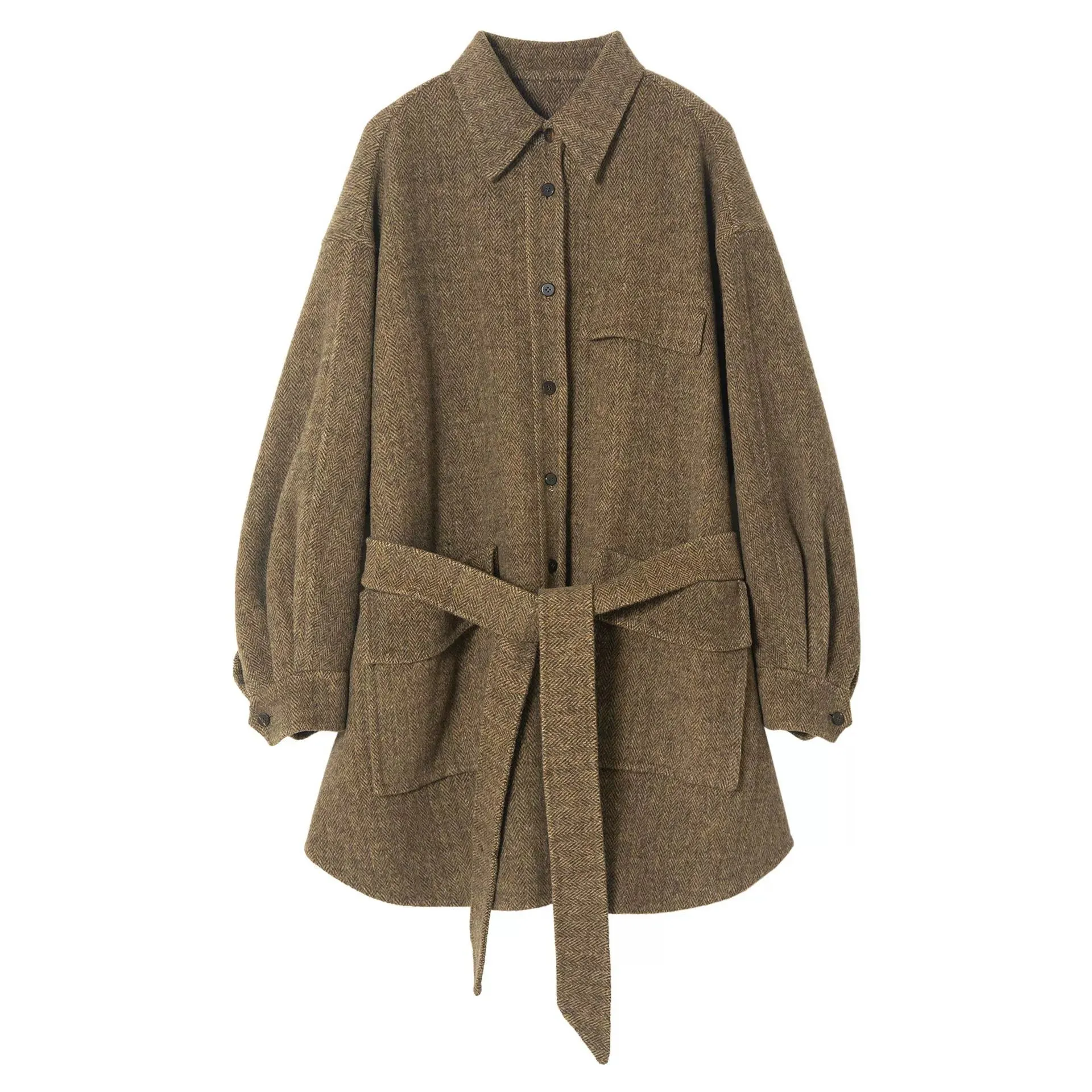 Herringbone Wool Coat