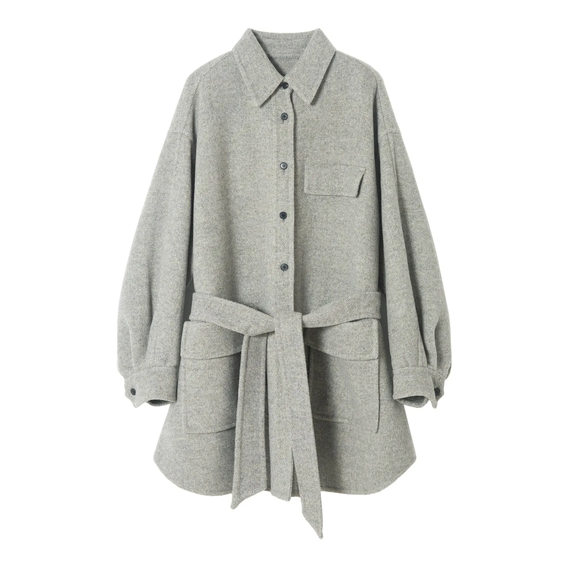 Herringbone Wool Coat