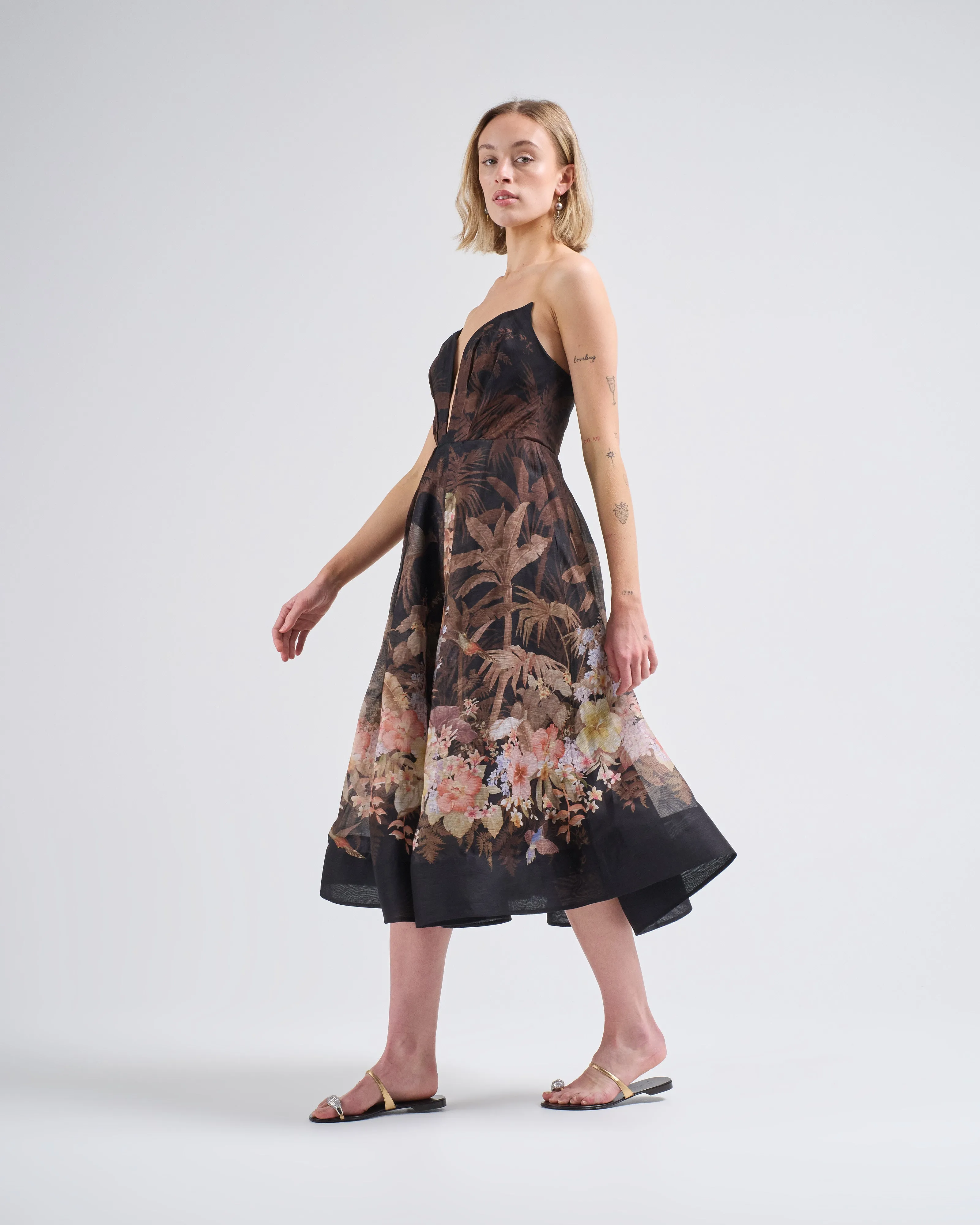 illuminate draped midi dress