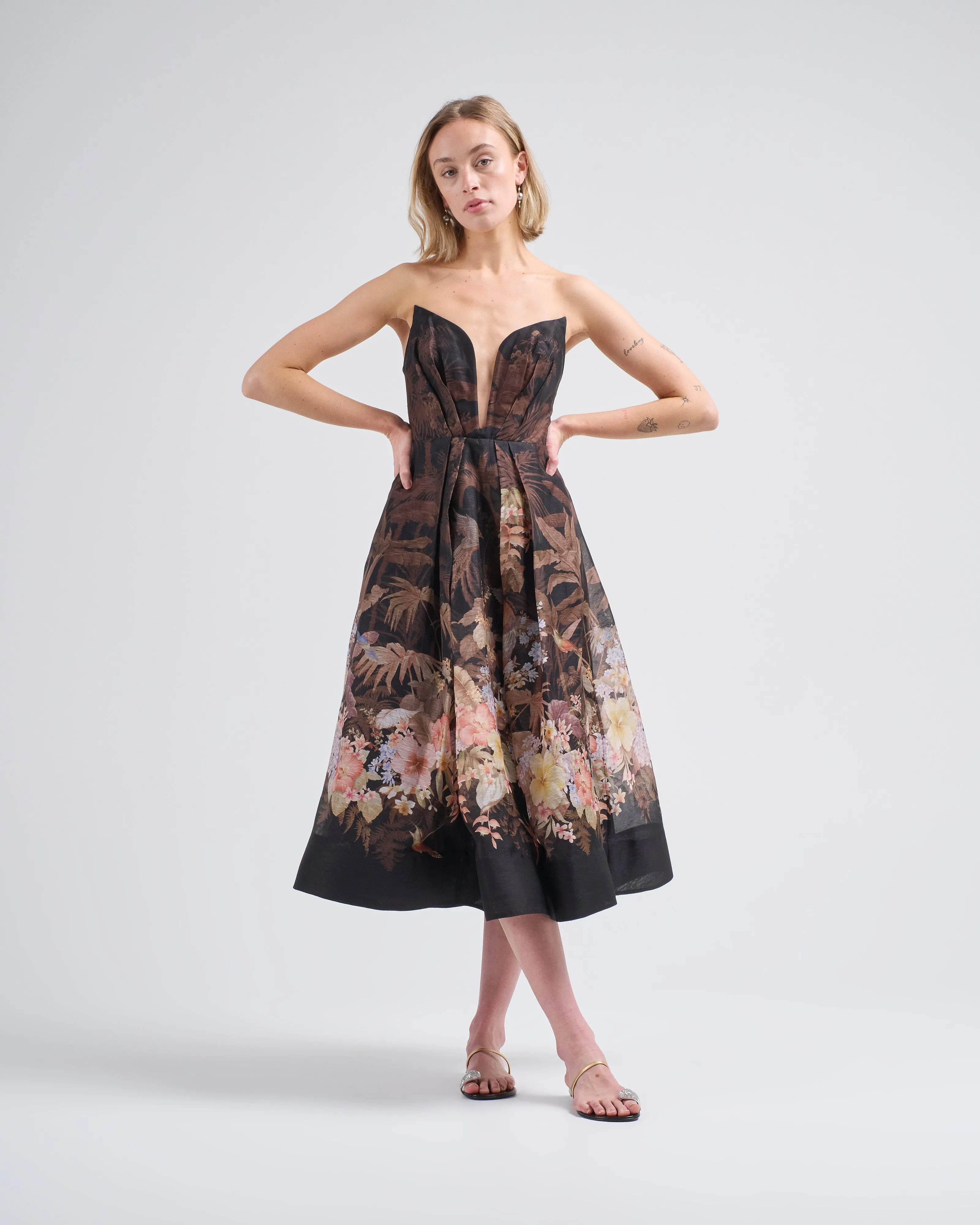 illuminate draped midi dress