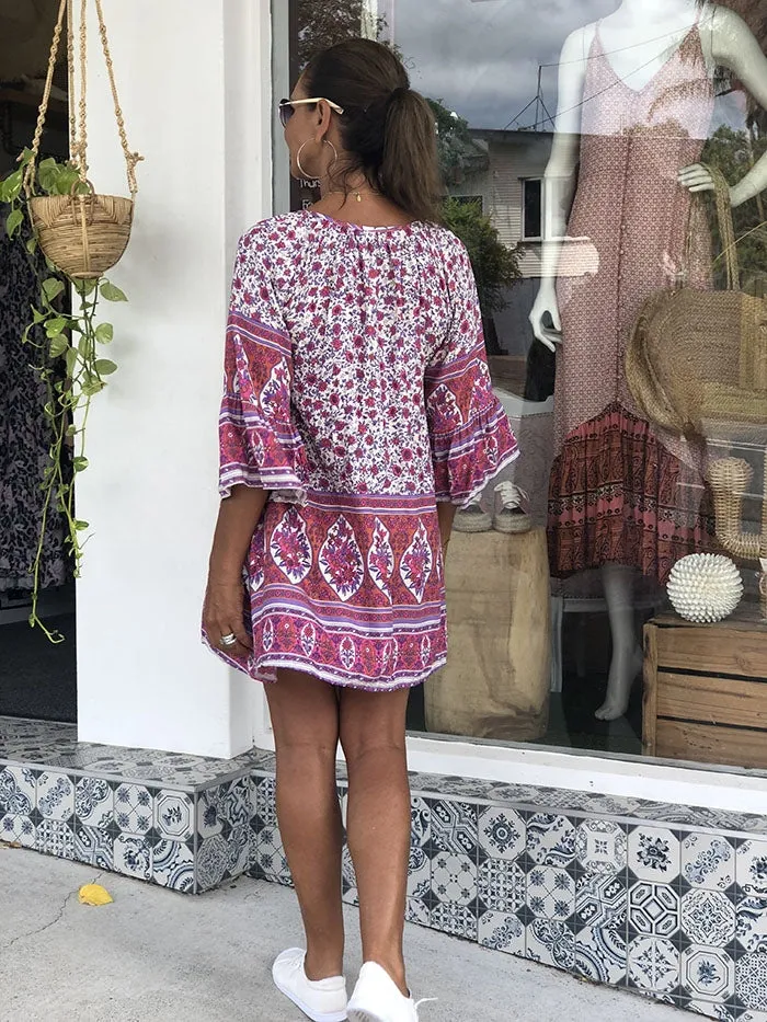 Indie Summer Dress - Pink Floral
