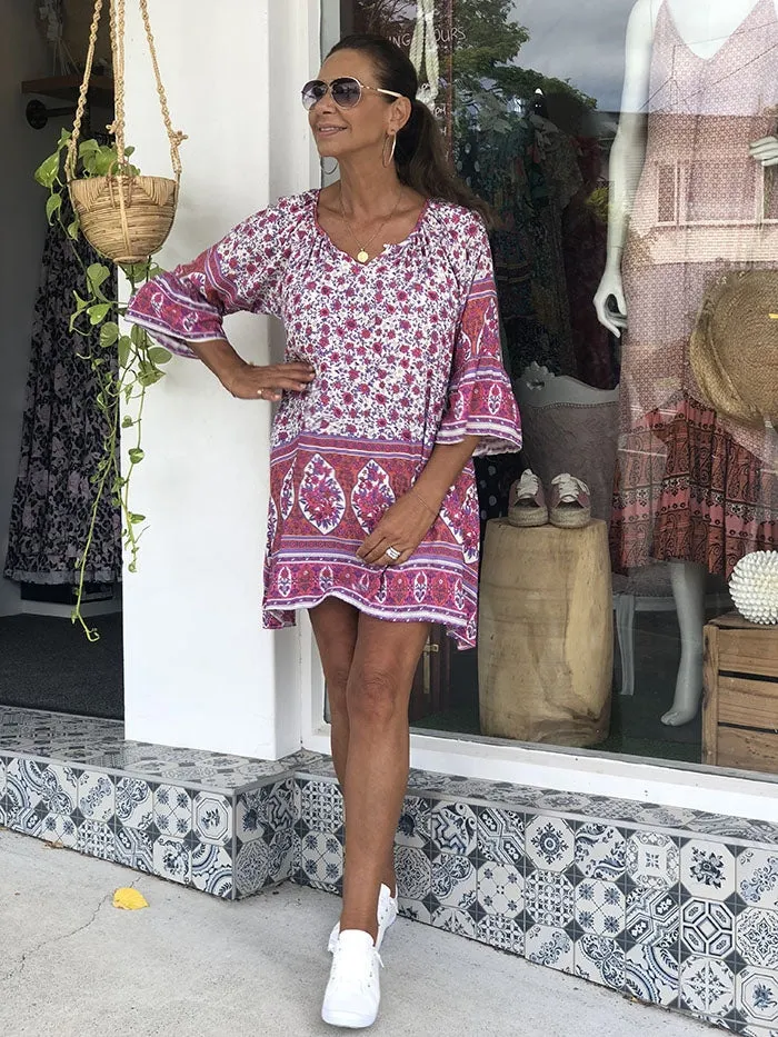 Indie Summer Dress - Pink Floral