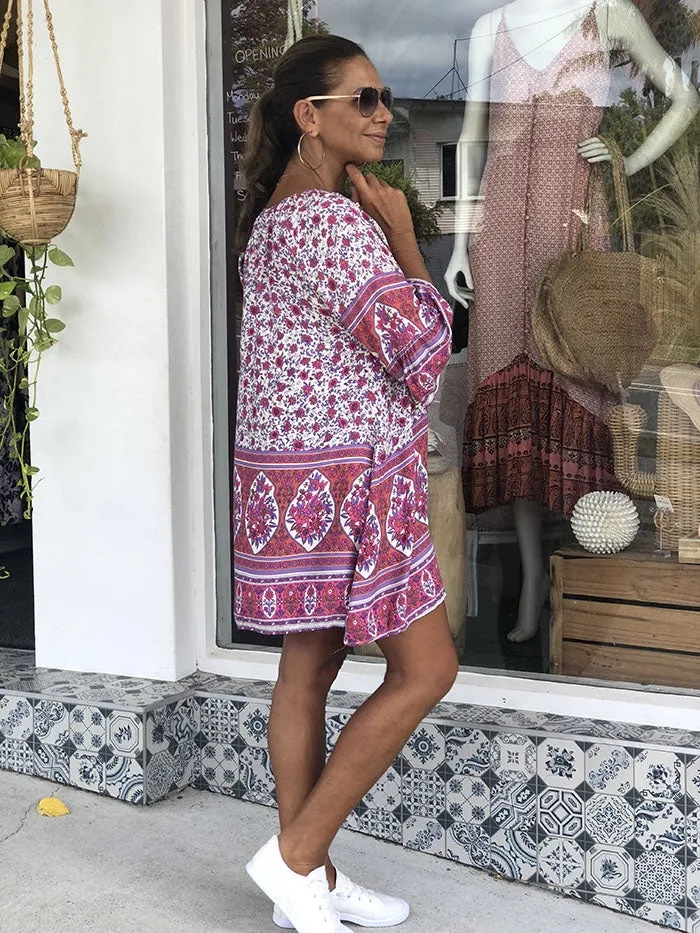 Indie Summer Dress - Pink Floral