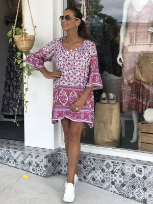 Indie Summer Dress - Pink Floral
