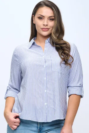 IT6301-PLUS | Tops | Junior Plus Striped Button-Down Shirt