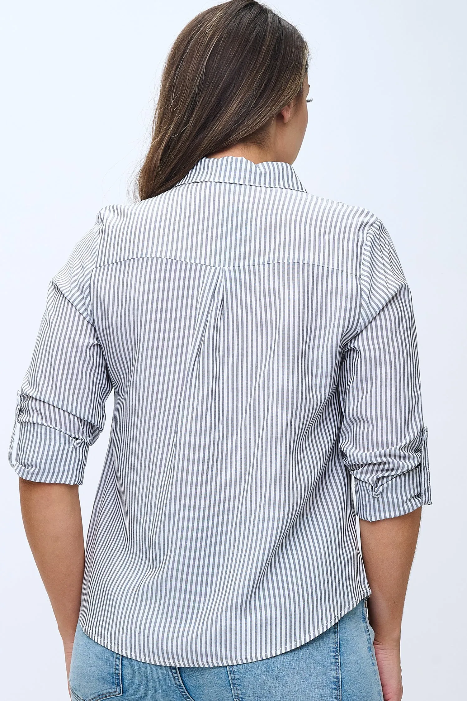 IT6301-PLUS | Tops | Junior Plus Striped Button-Down Shirt