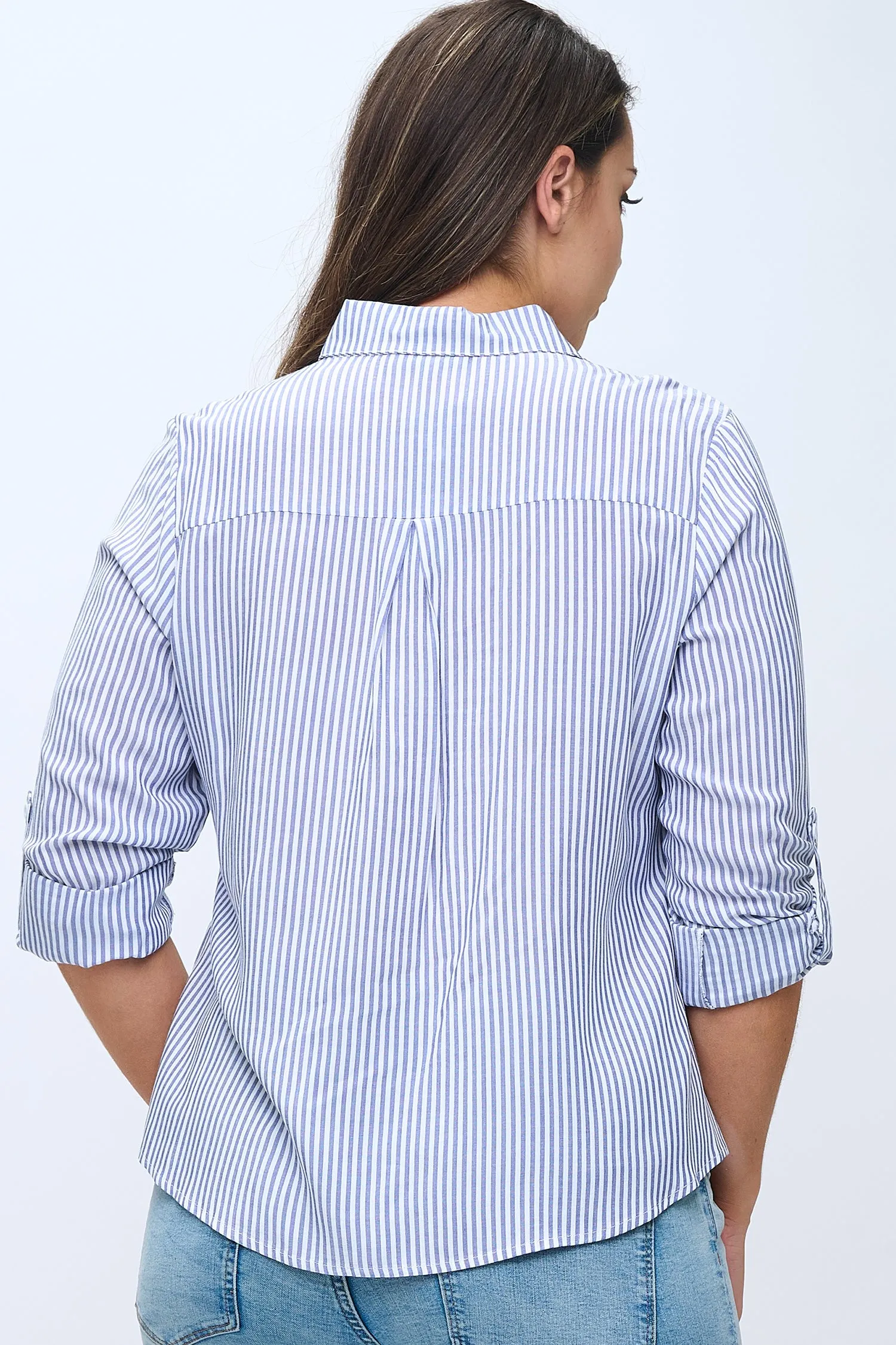 IT6301-PLUS | Tops | Junior Plus Striped Button-Down Shirt