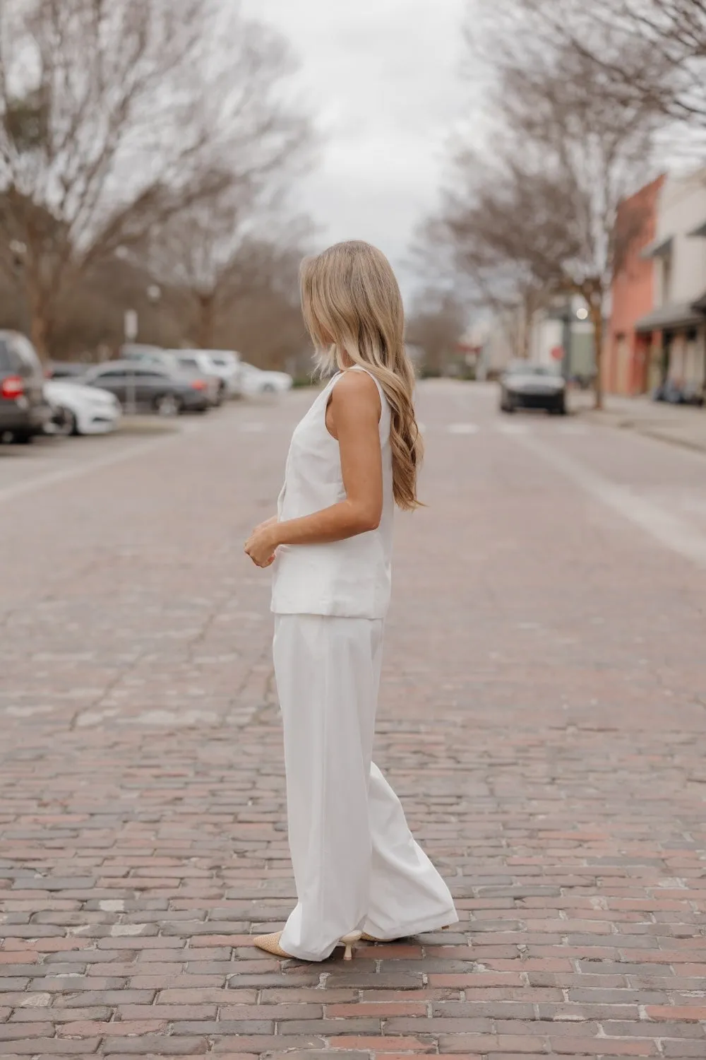 Ivory Sleeveless Linen Vest