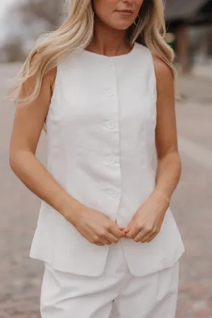 Ivory Sleeveless Linen Vest