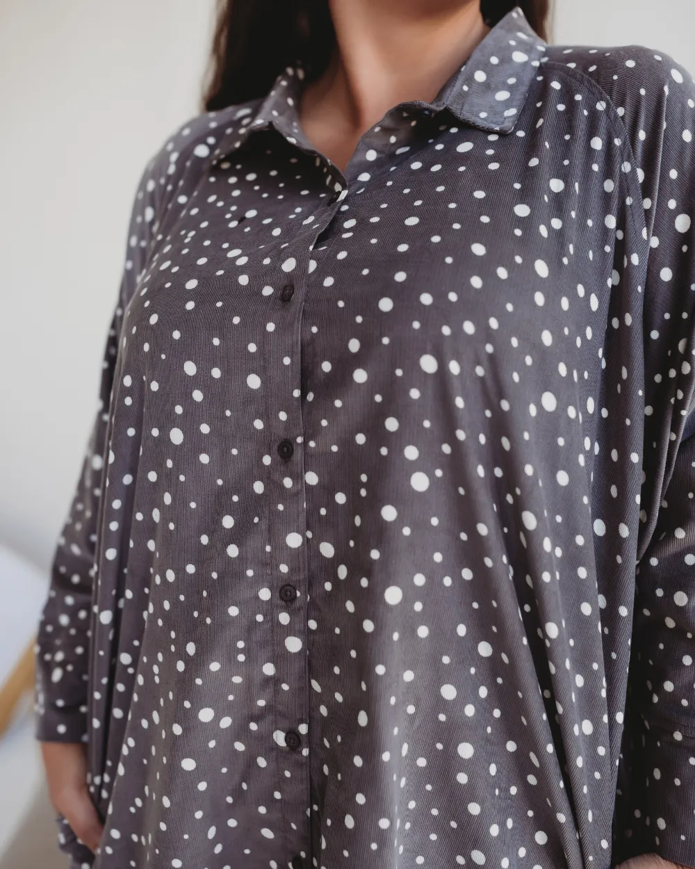 Jess Grey Abstract Spot Print Midi Shirt Dress