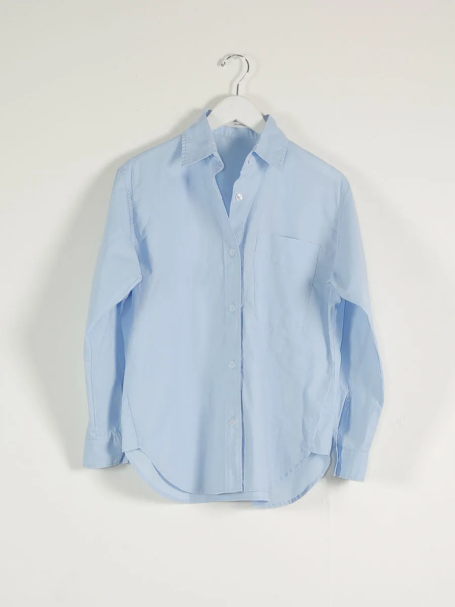 Jessie Shirt in Washed Italian Poplin - Banker Blue