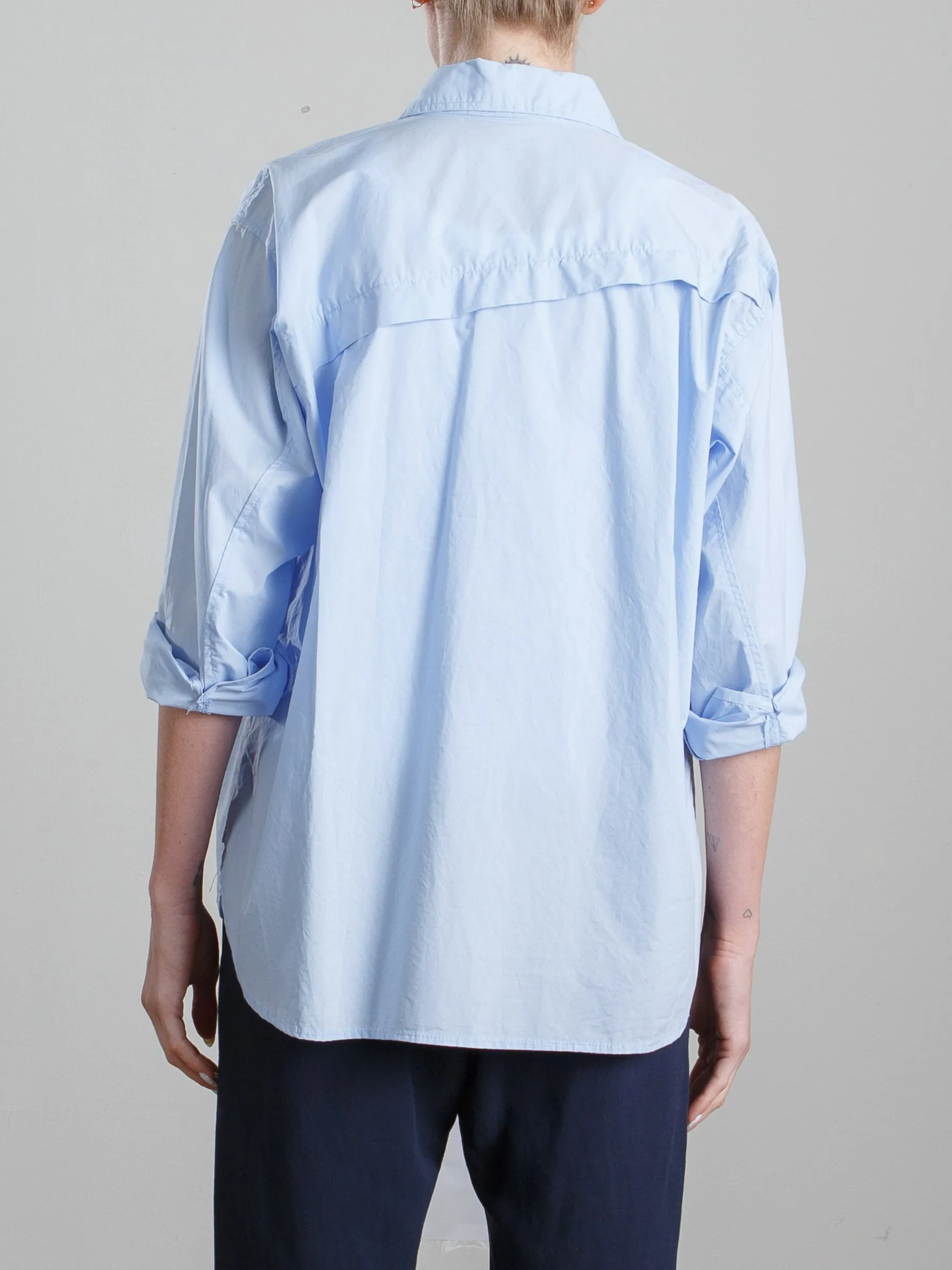 Jessie Shirt in Washed Italian Poplin - Banker Blue