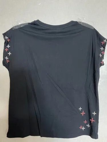 Johnny Was Ceretti Relaxed Tee Special Flower Black Floral Bird Cotton Shirt New