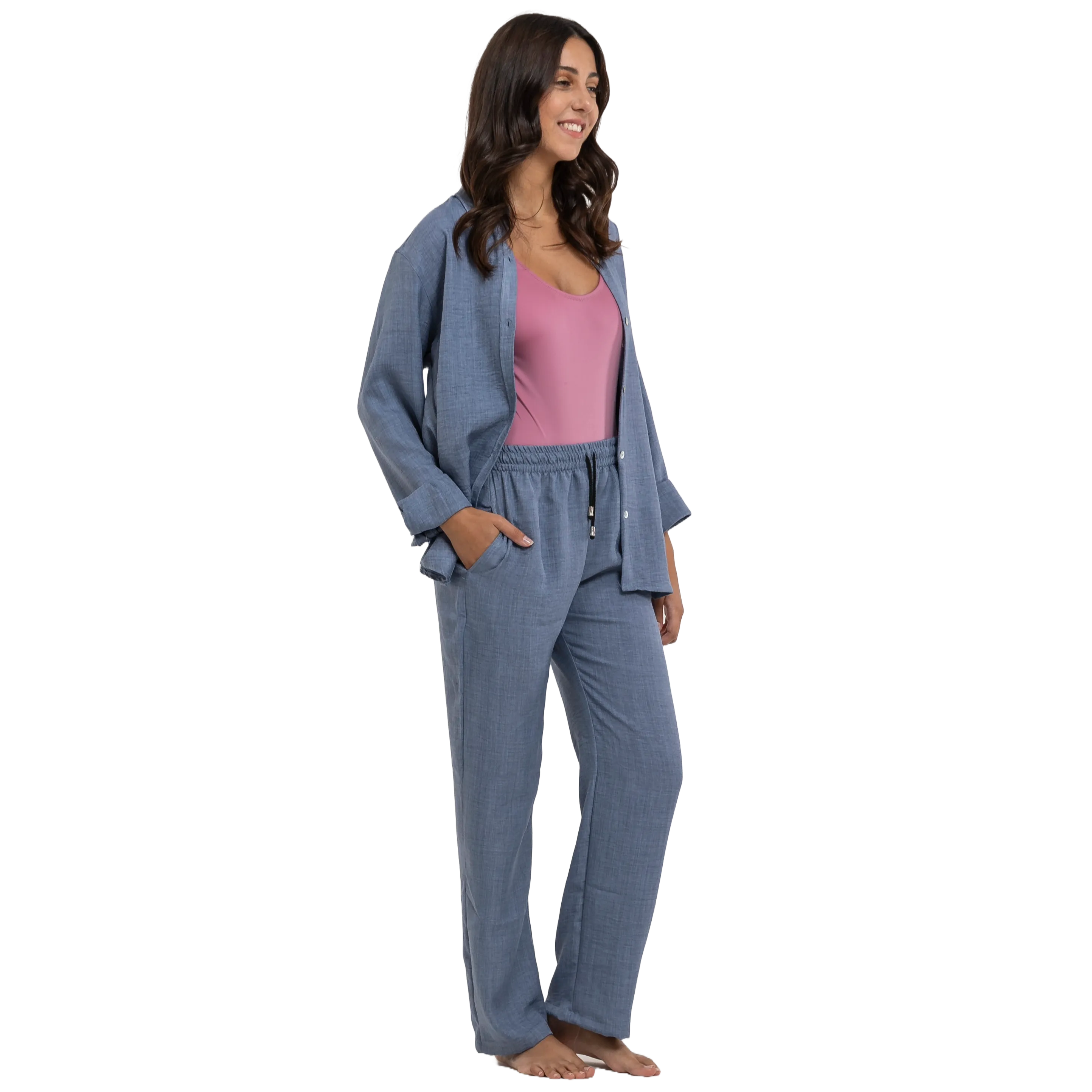 Kali Linen Pants - Blue