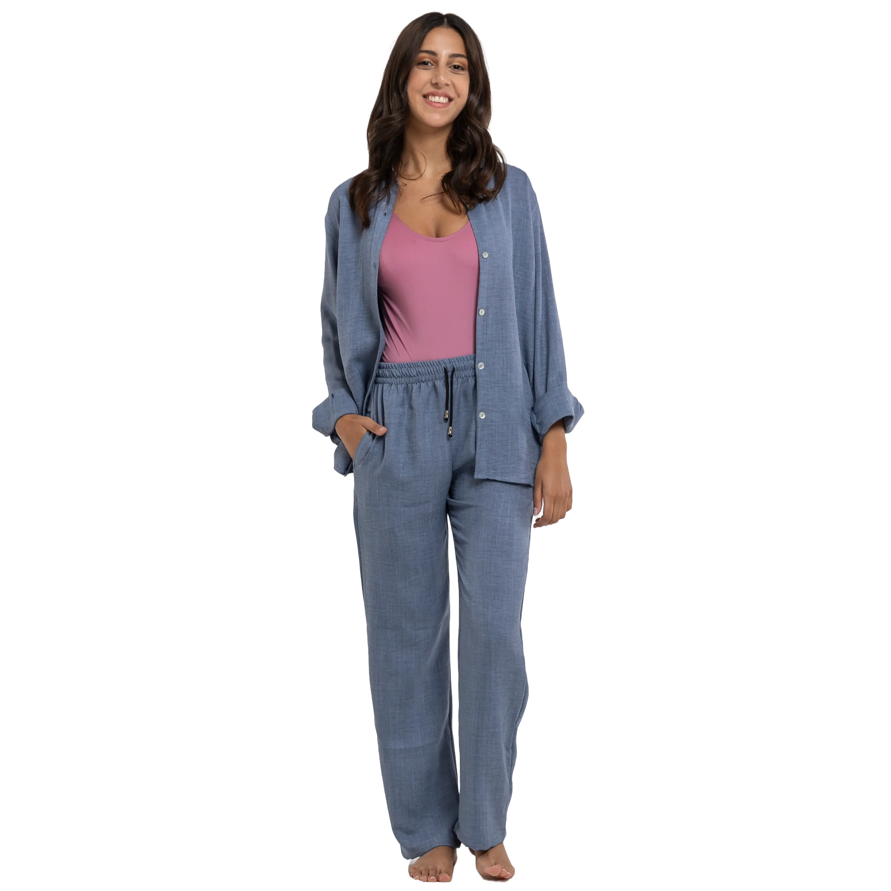 Kali Linen Pants - Blue
