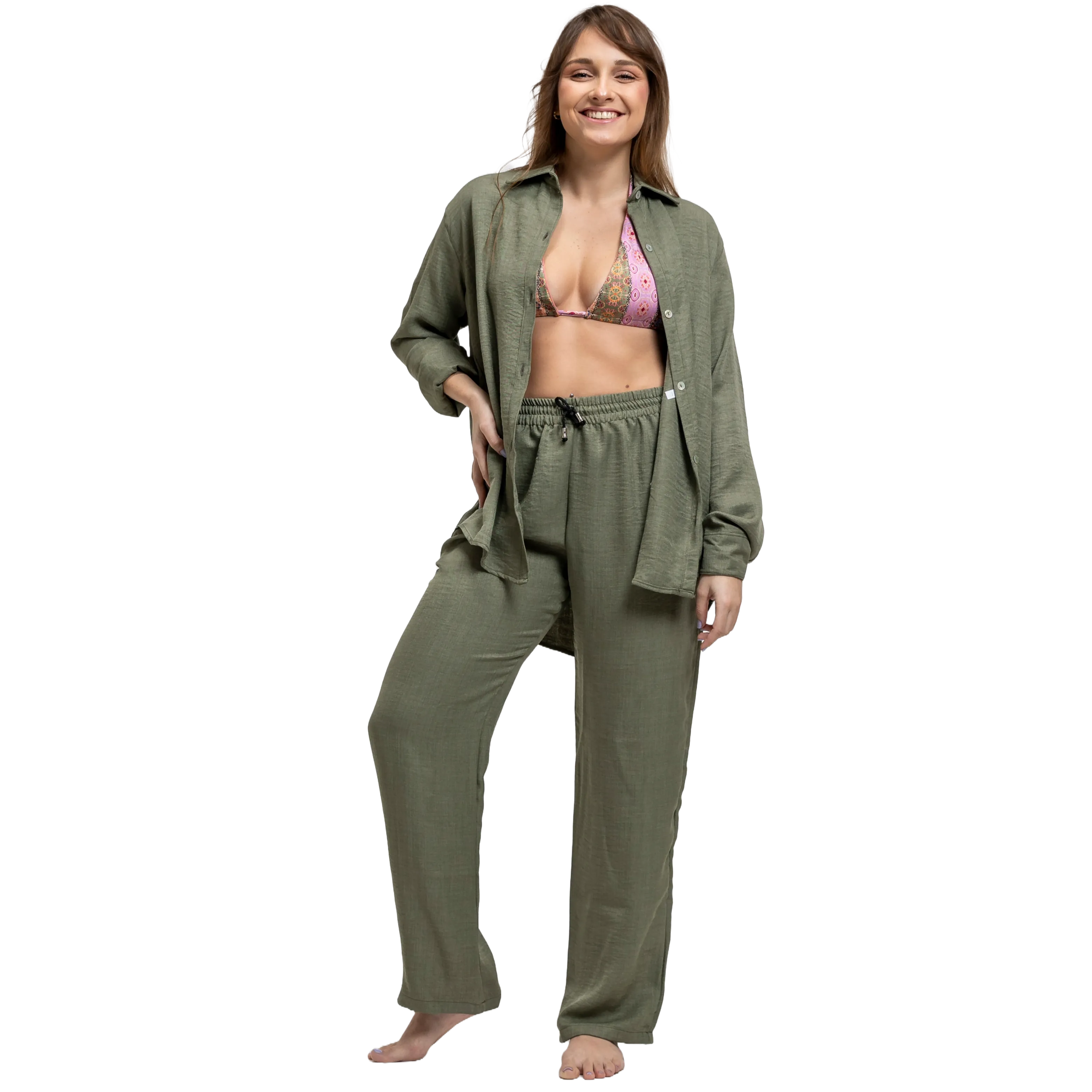 Kali Linen Set - Olive Green