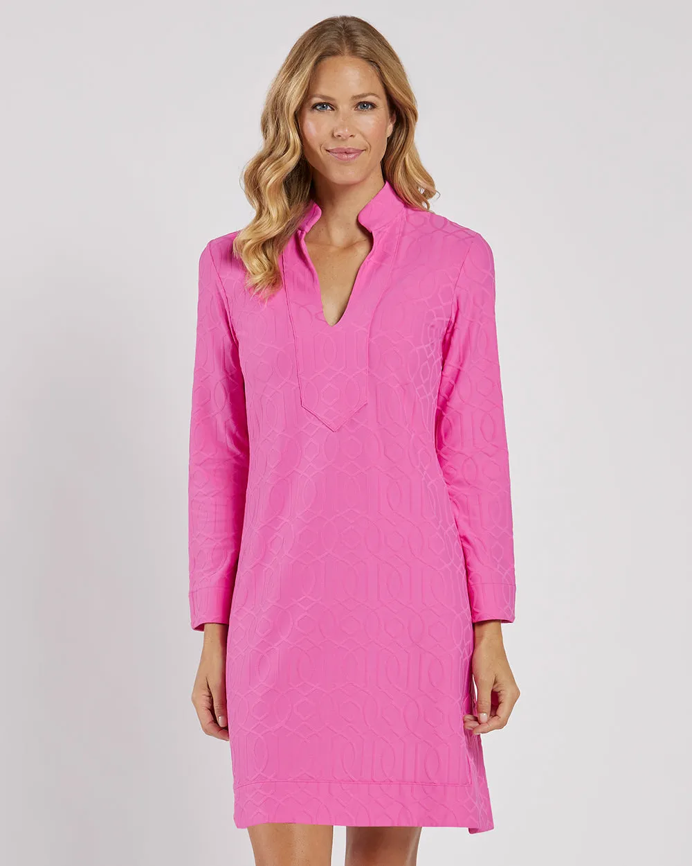 Kate Pink Jaquard Dress in Jude Cloth