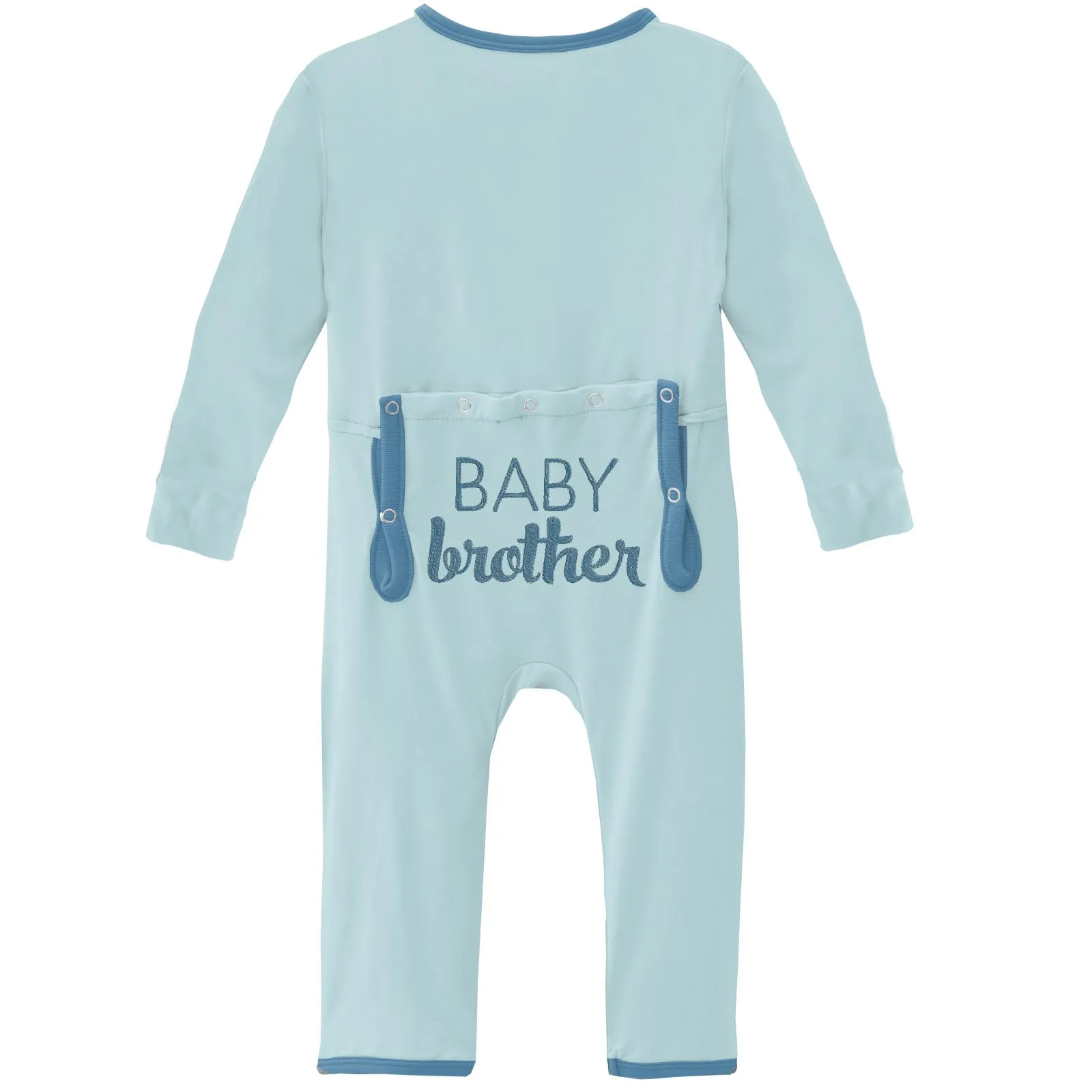 KicKee Pants Applique Coverall with Zipper - Spring Sky Baby Brother